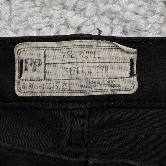 Free People Shark Bite Distress Raw Hem Skinny Jeans Black - Picture 6 of 13